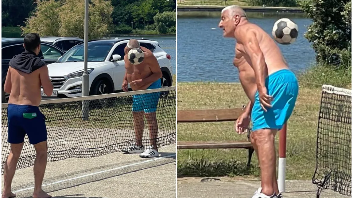 La 75 de ani, Rică Răducanu este într-o formă de zile mari. Joacă tenis de picior pe plajă şi se hidratează cu bere. VIDEO