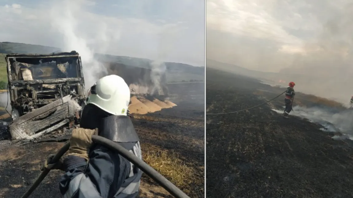 Un incendiu cumplit a distrus un lan de grâu din Vaslui. Flăcările violente ar putea cuprinde pădurea
