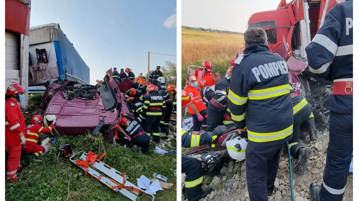 Accident cumplit în Dâmboviţa. Un autoturism şi două TIR-uri au fost implicate