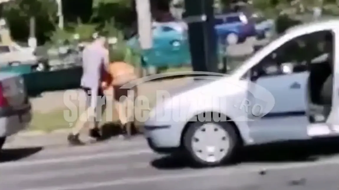 Bătaie cu bâta pe o stradă din Buzău după o şicanare în trafic VIDEO