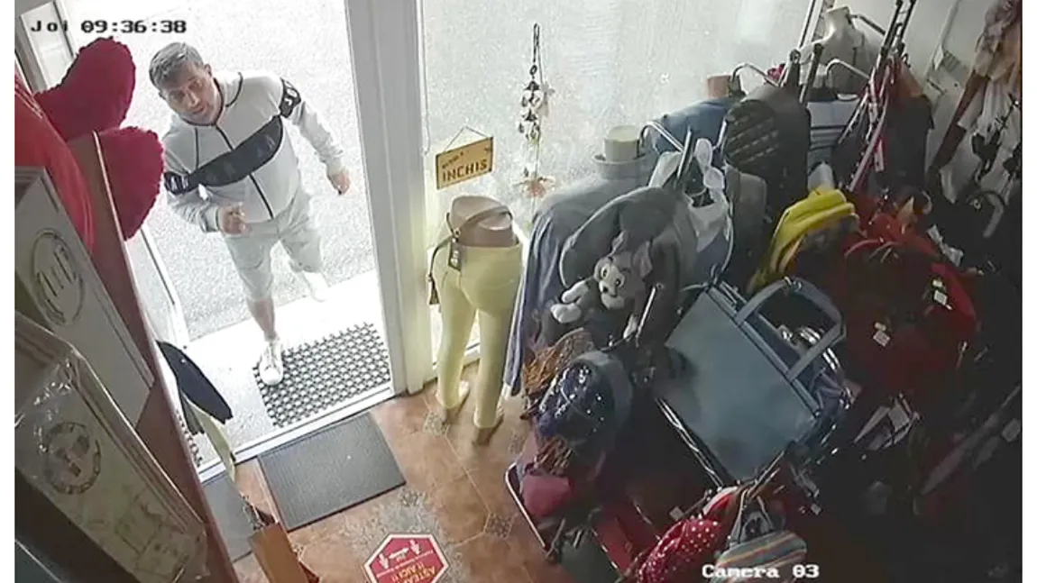 Hoţul care a furat haine cu tot cu manechin, prins de poliţişti. Imagini incredibile din Vaslui