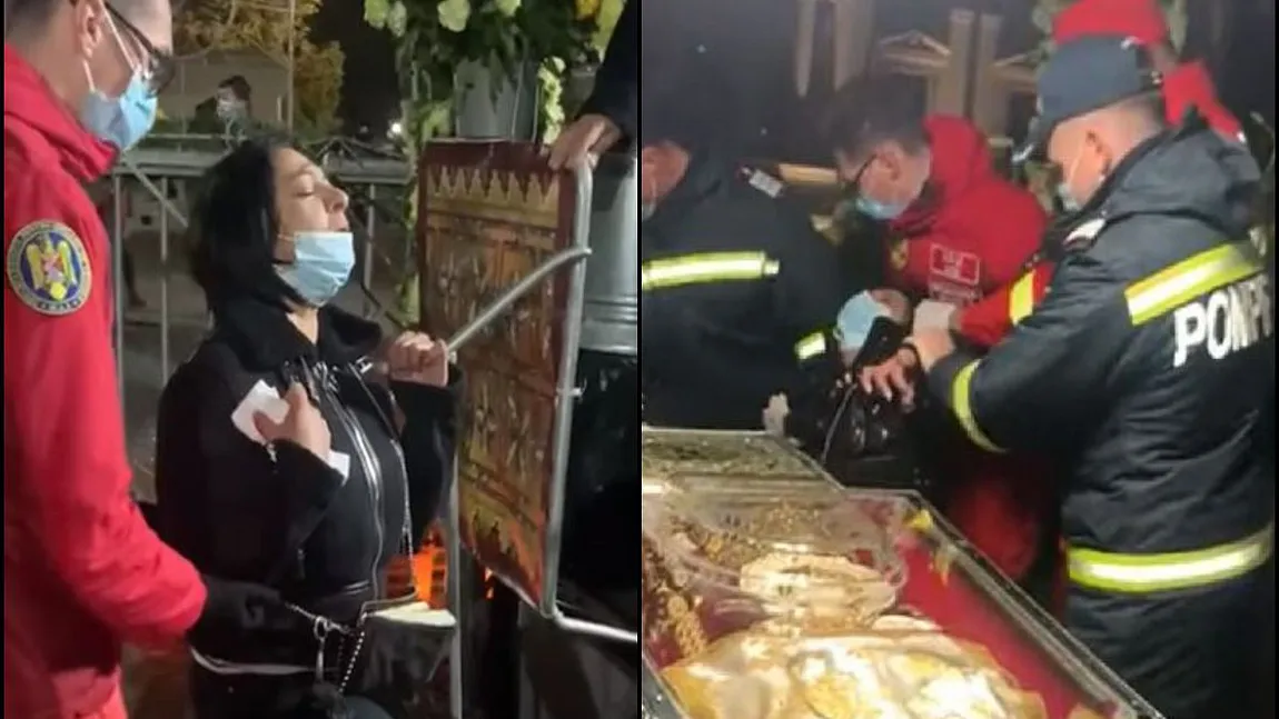 Femeie venită să se roage, urlete grotești la moaștele Sfintei Parascheva. Creștina a fost calmată de pompieri după ce a atins racla! - VIDEO
