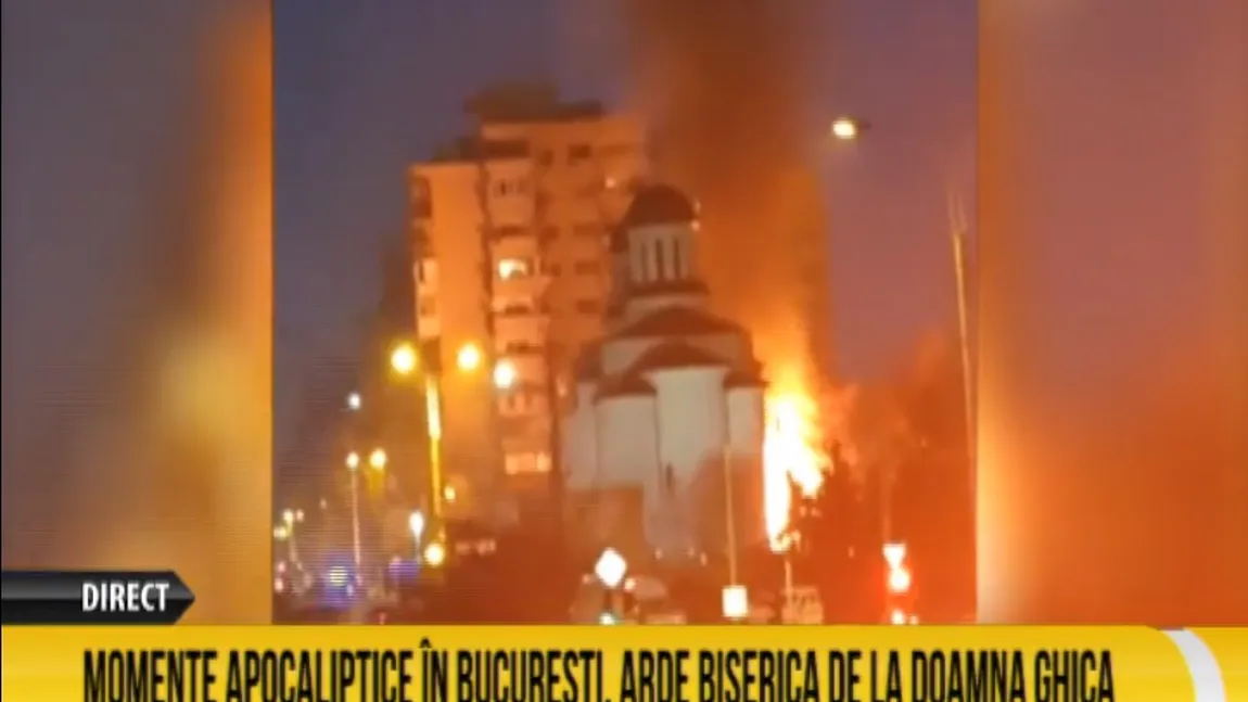 Incendiu în Bucureşti, lângă biserica de la Doamna Ghica VIDEO
