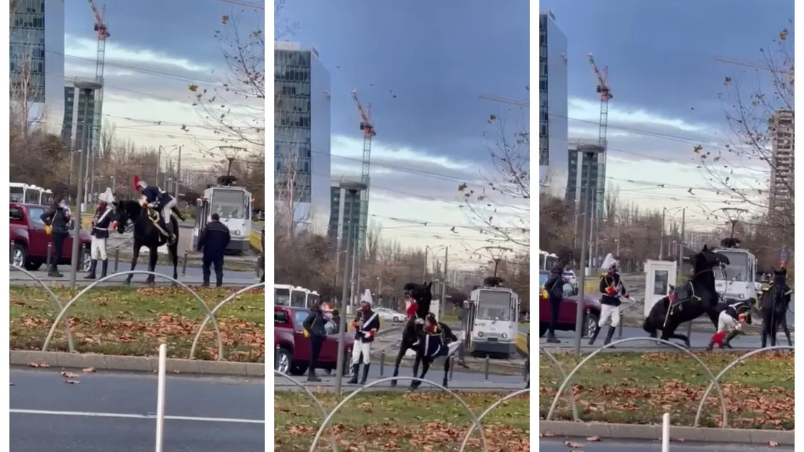 Scenă de tot râsul. Un jandarm încearcă fără succes să se urce pe cal, la parada de 1 Decembrie VIDEO
