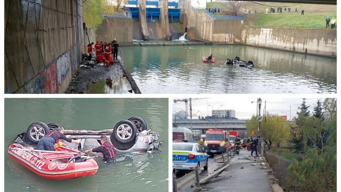 Accident grav în Bucureşti: o maşină a căzut de pe pod la Ciurel. Şoferul, un bărbat de 35 de ani, a murit la spital. VIDEO