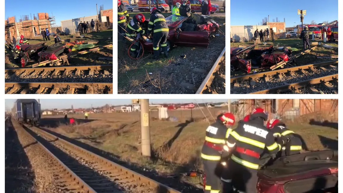 Soţ şi soţie, morţi într-un accident teribil. Maşina lor a fost spulberată de tren în Galaţi