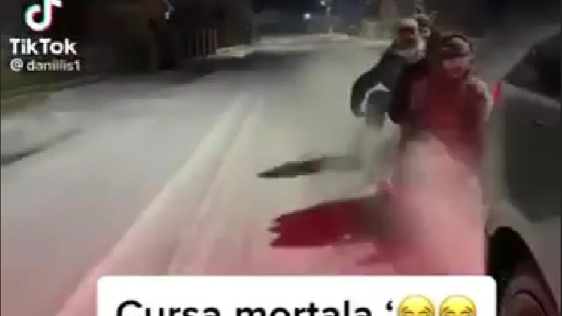 Tineri traşi cu sania la 140 km/h pe un drum din Bistriţa. Şoferul a fost amendat după ce a postat cascadoria filmată pe Tik Tok! VIDEO