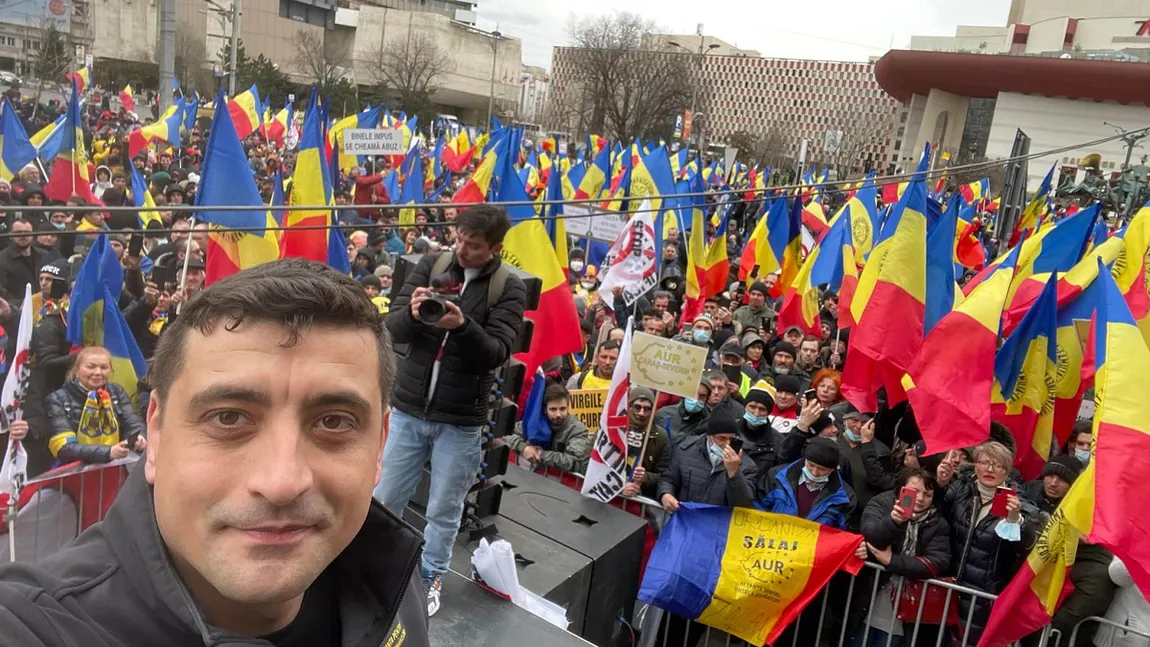 Scene şocante de la protestul AUR! George Simion urlă şi aleargă un bărbat pe stradă: 