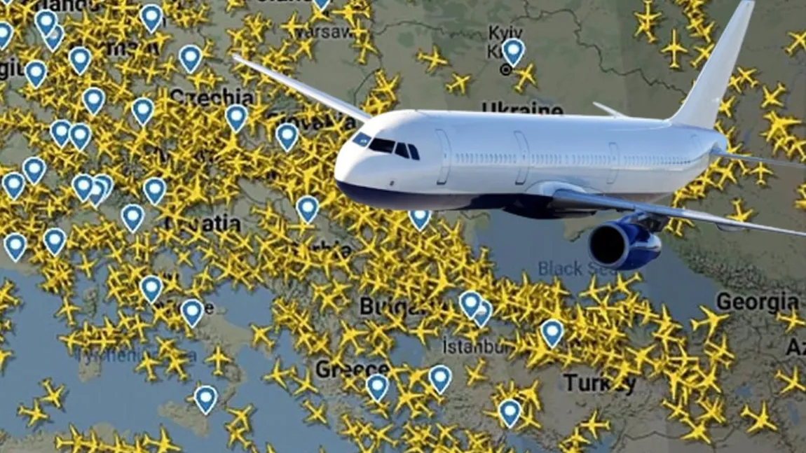 Spațiul aerian al României, plin de avioane după ce acestea au evitat să mai traverseze Ucraina. Cum arată harta zborurilor