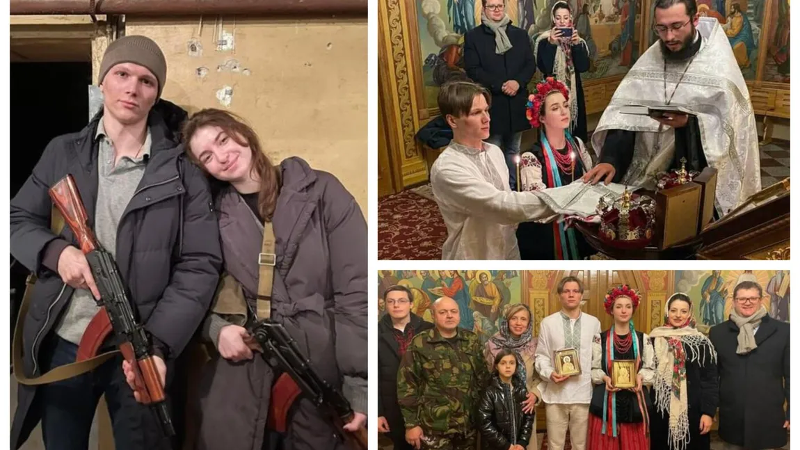De la nuntă, la război. Doi tineri ucraineni căsătoriţi în timpul bombardamentelor, în lupta pentru apărarea Kievului de invazia rusă