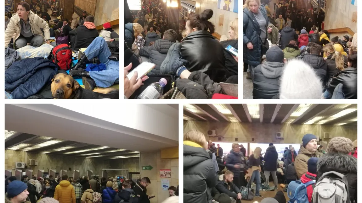 Staţiile de metrou din Kiev, transformate în adăposturi în timpul atacurilor cu rachete GALERIE FOTO