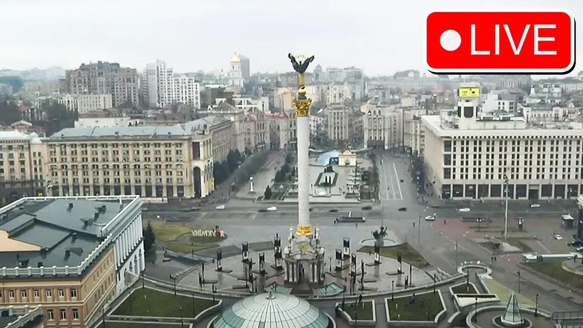 Imagini LIVE de pe camerele de supraveghere din Kiev. Care e atmosfera în capitala Ucrainei cu câteva ore înaintea invaziei ruse