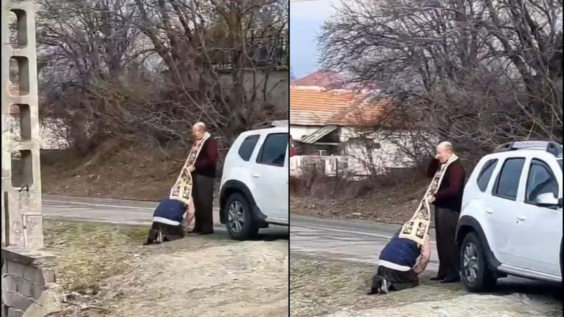 Filmarea care a făcut furori pe Tik-Tok: Spovedanie la portbagajul mașinii în județul Gorj. Internauții sunt în delir! - VIDEO