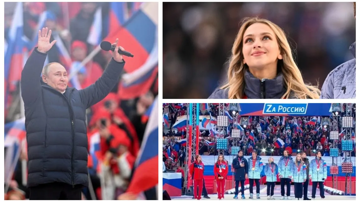 Apariţie scandaloasă la mitingul lui Putin de pe stadionul Luzhniki. A urcat pe scenă pentru a sărbători 8 ani de la anexarea Crimeei şi a lăuda invadarea Ucrainei