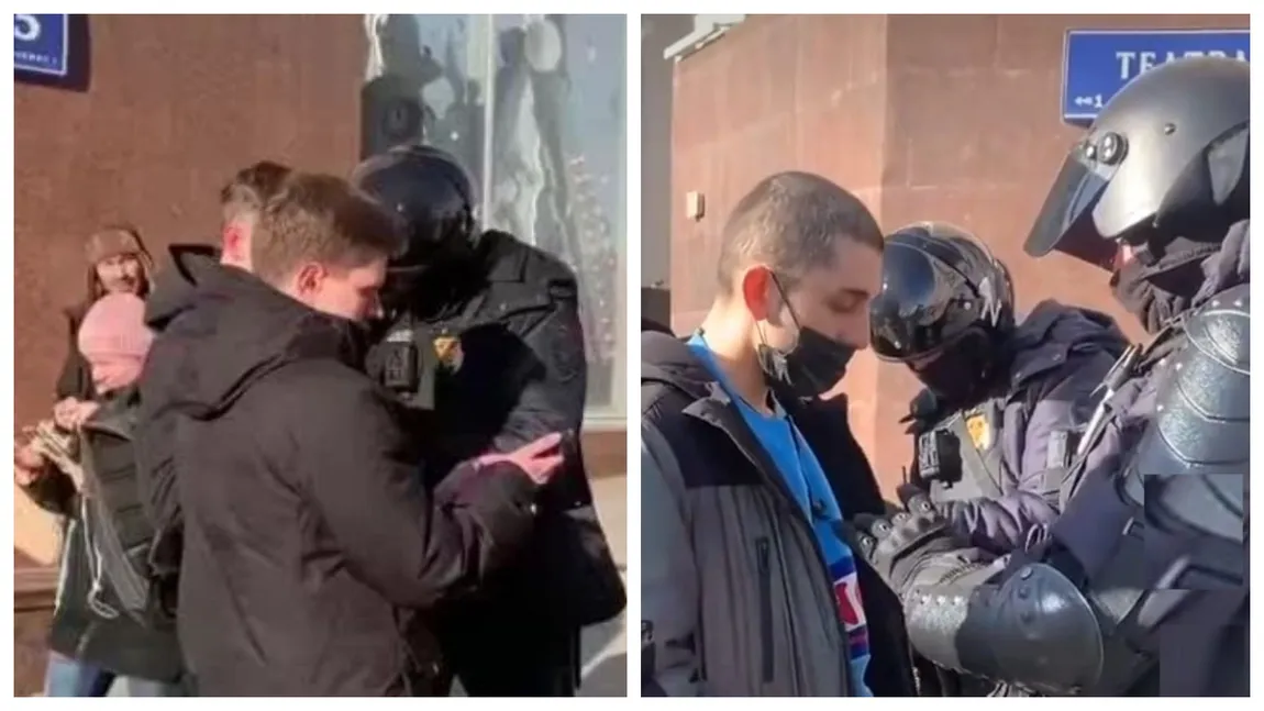 Imagini uluitoare! În Moscova jandarmii opresc tinerii pe stradă și le controlează toate mesajele de pe telefoanele mobile de teamă de a nu se organiza pentru a participa la proteste în număr mare
