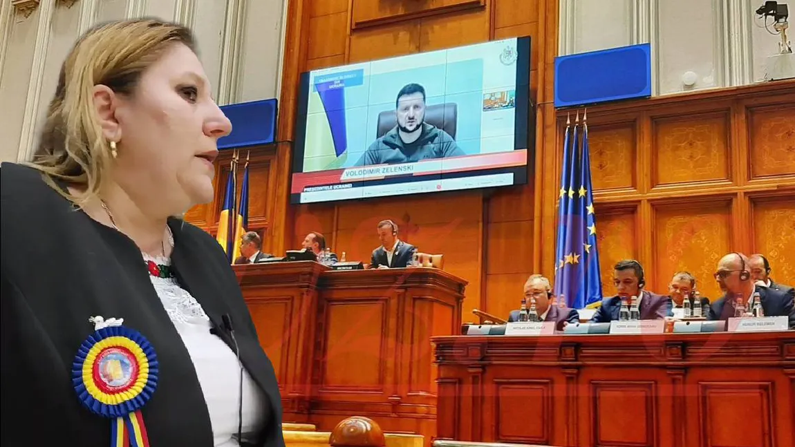 Şoşoacă a părăsit plenul la discursul lui Zelenski. Simion a acuzat un 