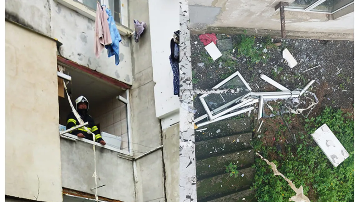 Explozie puternică într-un bloc din Argeş. Oamenii au fost evacuaţi de urgenţă din apartamente