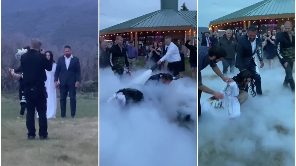 Momente incendiare la o nuntă! Doi miri și-au dat foc în timp ce se îndreptau spre altar. GALERIE FOTO şi VIDEO
