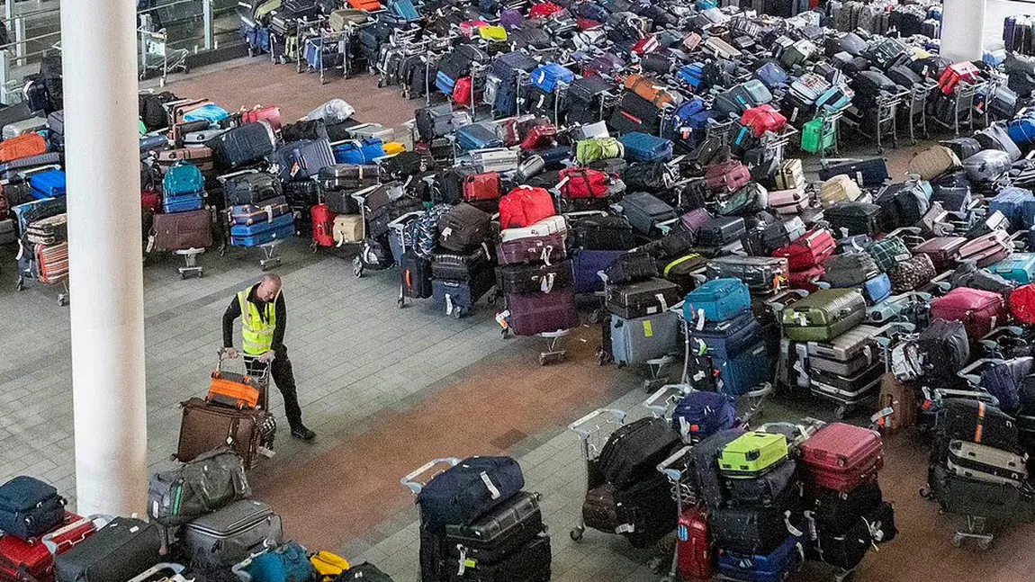 Munţii de bagaje cresc pe aeroporturile din Marea Britanie. 