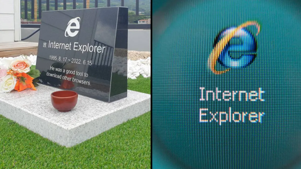 VIRAL Un chinez a făcut o piatră funerară browserului Internet Explorer, închis de Microsoft după 27 de ani