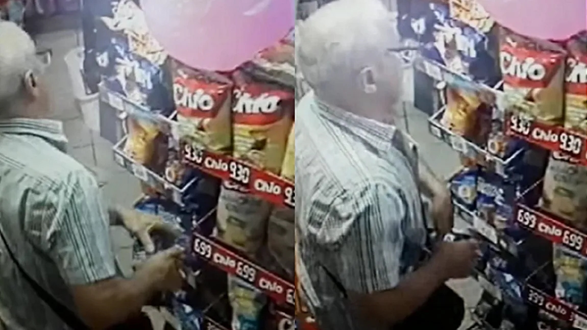 Un bărbat din Bacău a fost filmat când fura alimente din supermarket. Oamenii au sărit să-l apere: 