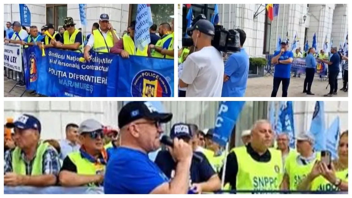 Poliţiştii protestează în faţa Ministerului Finanţelor: 