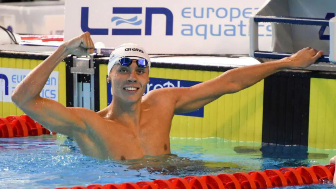 David Popovici, medalie de aur şi în proba de 200 m liber, cu un nou record al competiţiei VIDEO