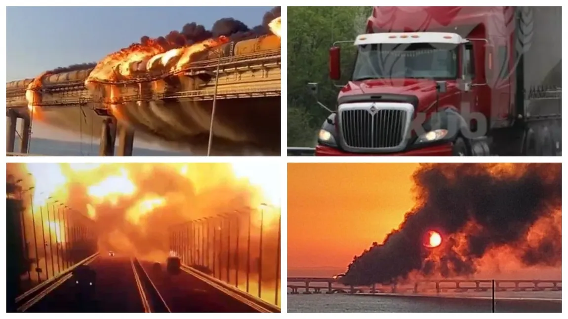 Camionul care a explodat pe podul din Crimeea venea din România. Rusia acuză Ucraina de terorism şi bombardează Kievul