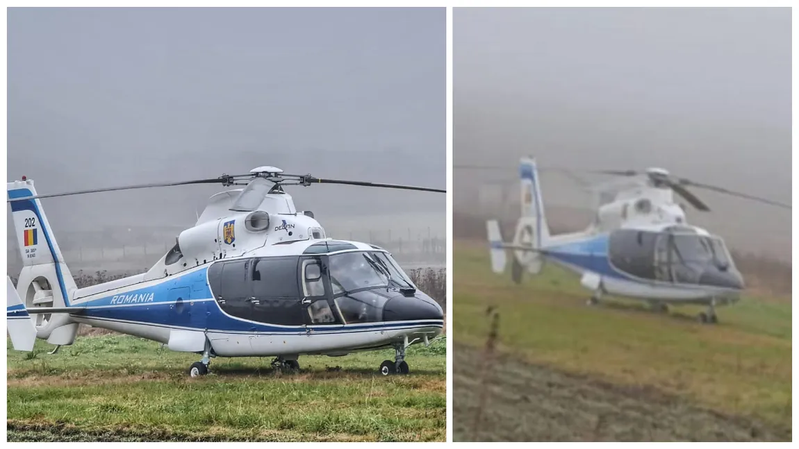 Un elicopter militar a aterizat forțat pe un câmp din comuna Mălureni, din județul Argeș