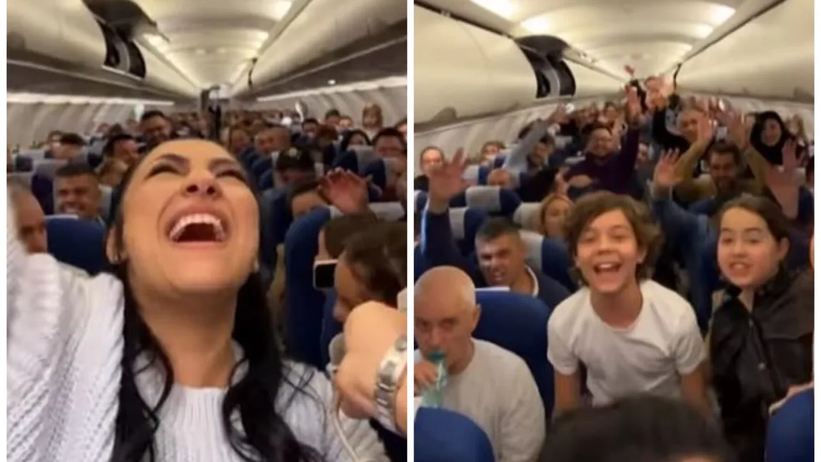 VIDEO Andra a făcut show în avion şi a ridicat toţi pasagerii în picioare. Clipul a devenit viral: 