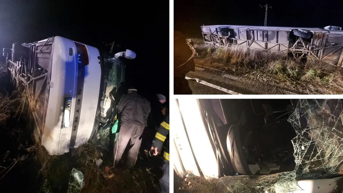 A fost activat planul roşu, accident grav, un autocar cu 33 de pasageri s-a răsturnat la Arad. A fost cerut ajutor Ambulanţei Timiş