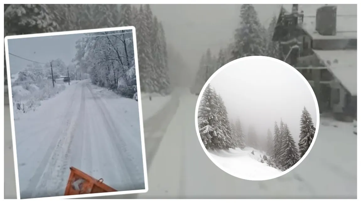 Ninsoare și viscol la munte. Drumuri acoperite de zăpadă în mai multe județe VIDEO