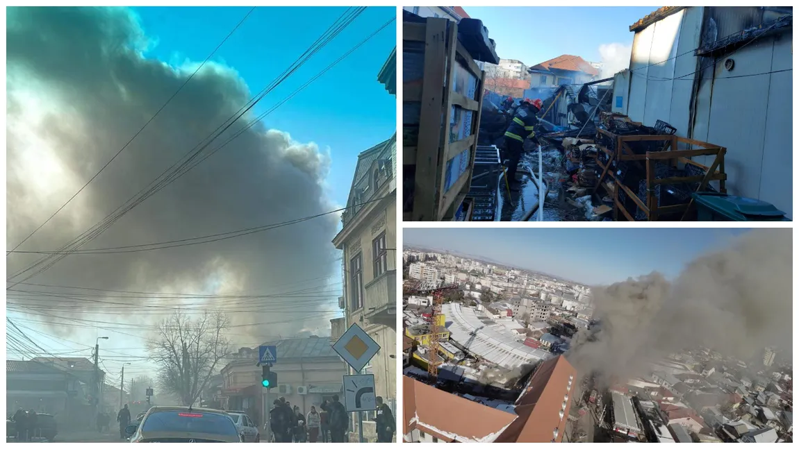 Incendiu de proporții în Piața Centrală a municipiului Buzău, la numai câțiva metri de un colegiu. A fost emis mesaj RO-ALERT