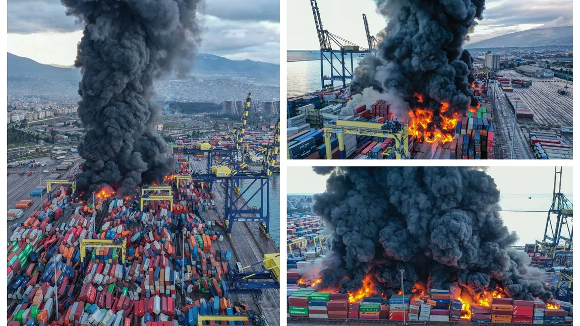 Incendiul din portul turc Iskenderun continuă de două zile. Imaginile dezastrului din Turcia VIDEO