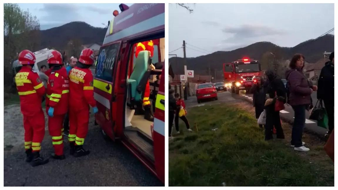 Microbuz cu 23 de pasageri la bord, răsturnat în stațiunea Călimănești, județul Vâlcea