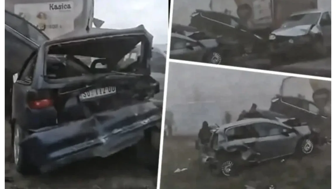 Accident în Serbia de la o furtună de nisip. 14 maşini s-au făcut praf în carambol VIDEO