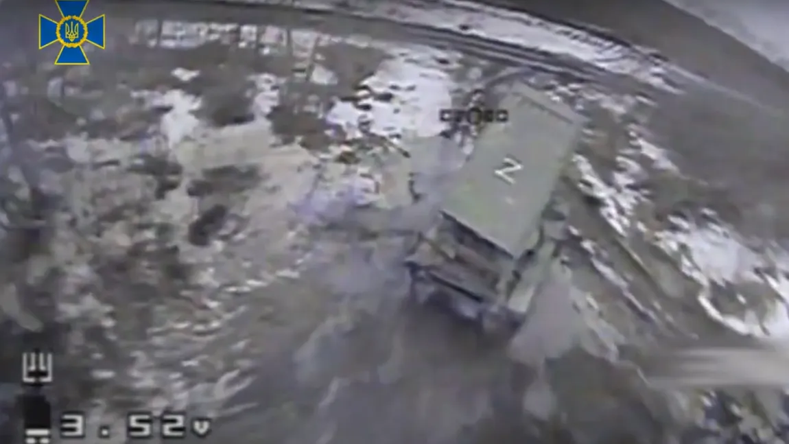 VIDEO SPECTACULOS O dronă kamikaze ucraineană loveşte un lansator rusesc chiar în momentul atacului cu rachete