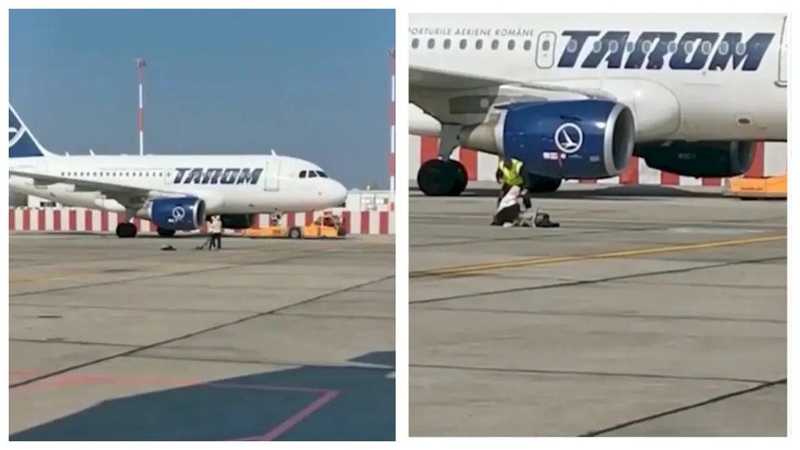 O femeie a alergat pe pista aeroportului Otopeni, cu copilul în brațe, în timp ce avionul se pregătea de decolare