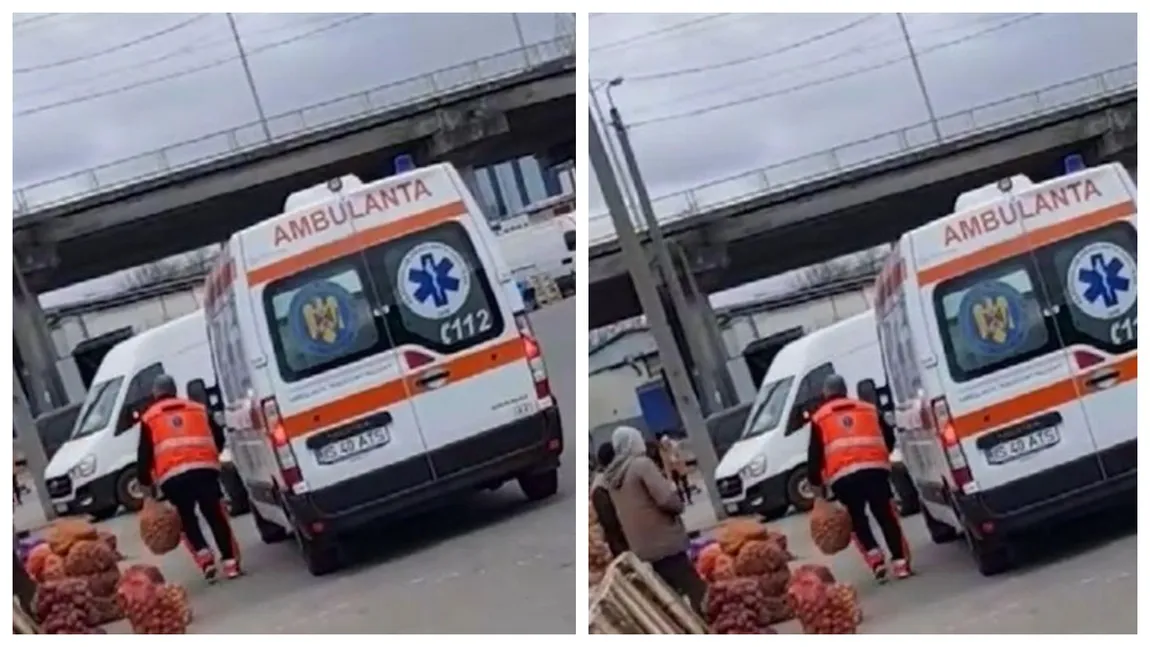 Halucinant! Ambulanțier din Iași, surprins cu autospeciala la piață. A încărcat un sac cu cartofi în locul unde sunt ținuți pacienții