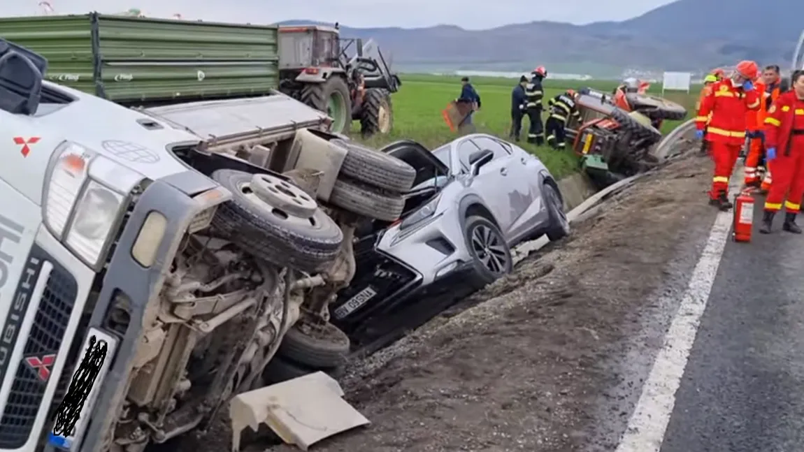 VIDEO: Imagini dure de pe DN1: accident groaznic. Traficul, oprit în urma carambolului