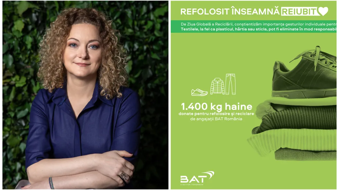 Angajații BAT România au donat 1.400 kg de haine  pentru refolosire și reciclare,  în cadrul unui parteneriat cu  Crucea Roșie Română – Filiala Sector 6 București