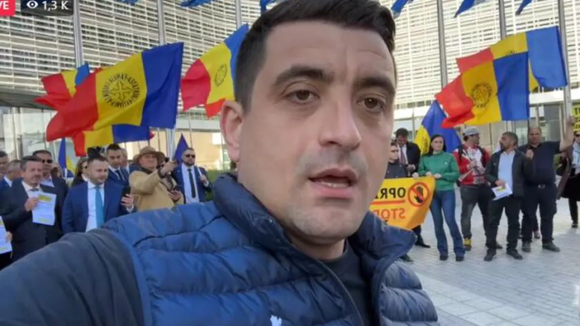 EXCLUSIV George Simion, protest la Bruxelles, în faţa sediului Comisiei Europene: 