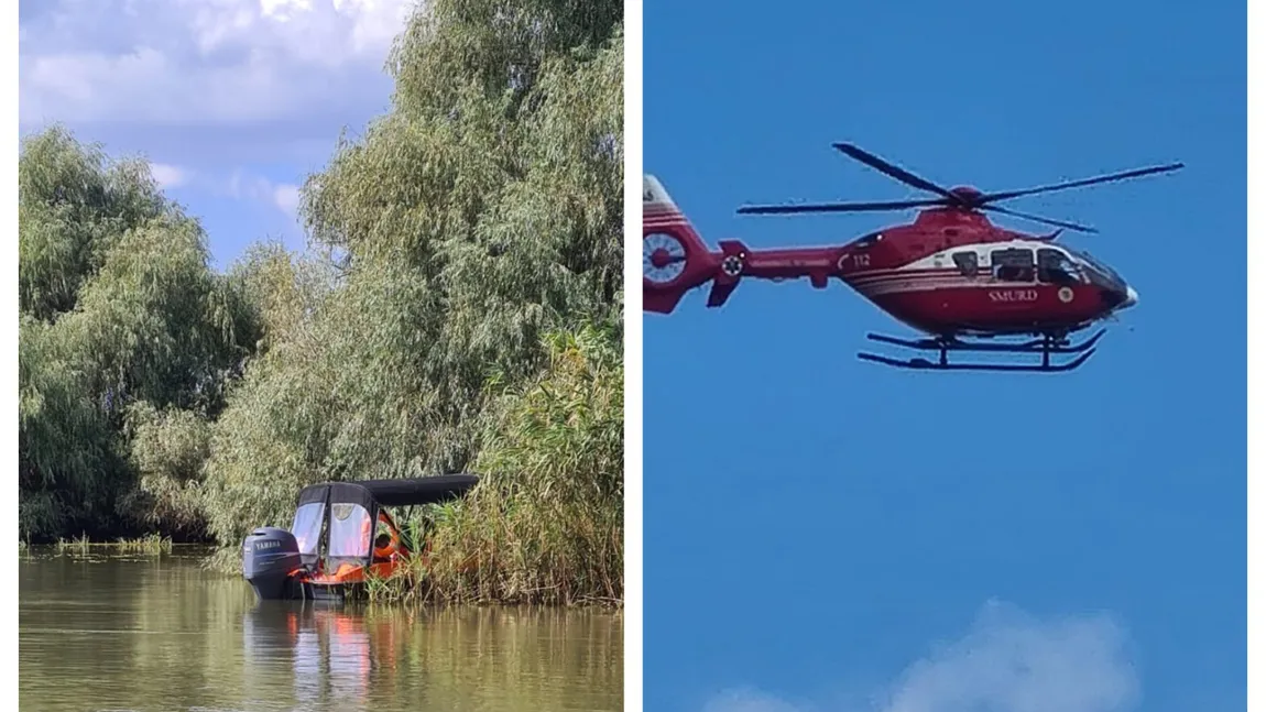 Două bărci s-au ciocnit în Delta Dunării, un bărbat de 30 de ani fiind dat dispărut. Un elicopter SMURD participă la căutări