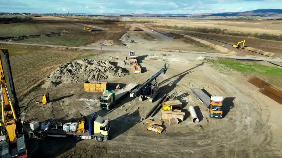 Progres semnificativ pe Autostrada Moldovei (A7). Imagini spectaculoase de pe şantierul tronsonului Focşani - Bacău VIDEO