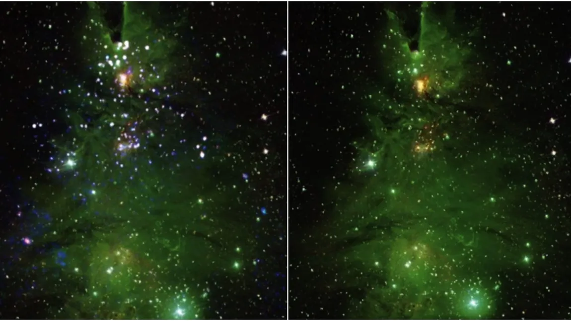 Spectacol în spațiu! NASA a dezvăluit cum arată ”bradul de Crăciun”, aflat la o distanță de 2.500 de ani lumină de Pământ