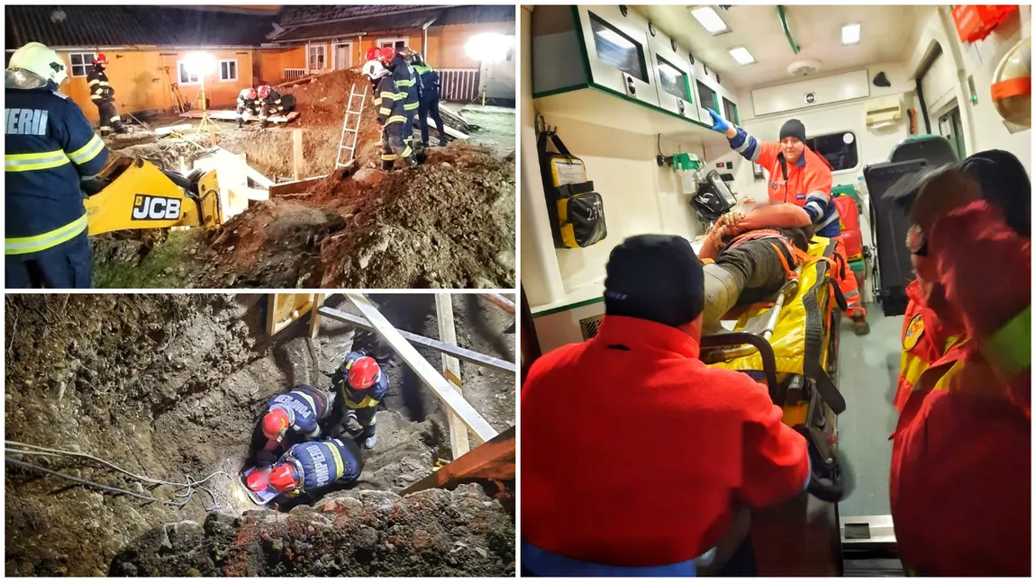 Intervenție eroică a pompierilor din Suceava. Un bărbat a fost scos în viață după ce a stat opt ore sub pământ