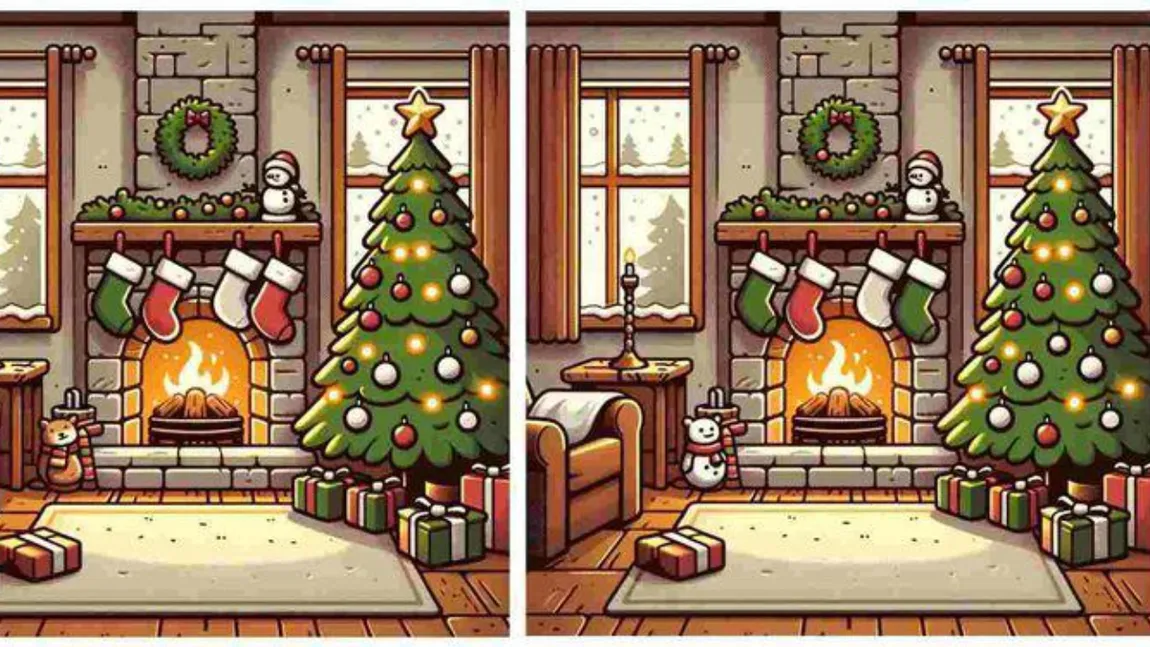 Test de atenție pentru Crăciun. Găsește cele cinci diferențe între cele două imagini de sărbătoare în doar 15 secunde