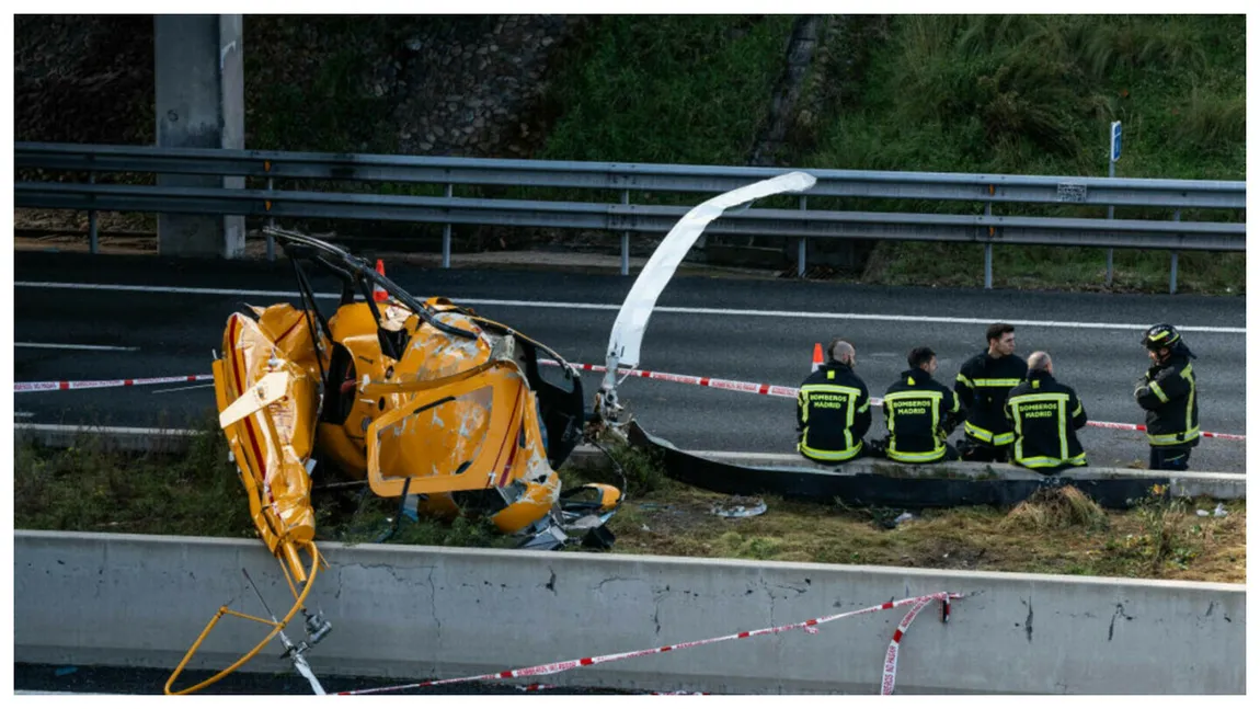 Elicopter prăbușit pe autostradă chiar de 1 Decembrie! Pilotul a evitat o tragedie în ultima clipă