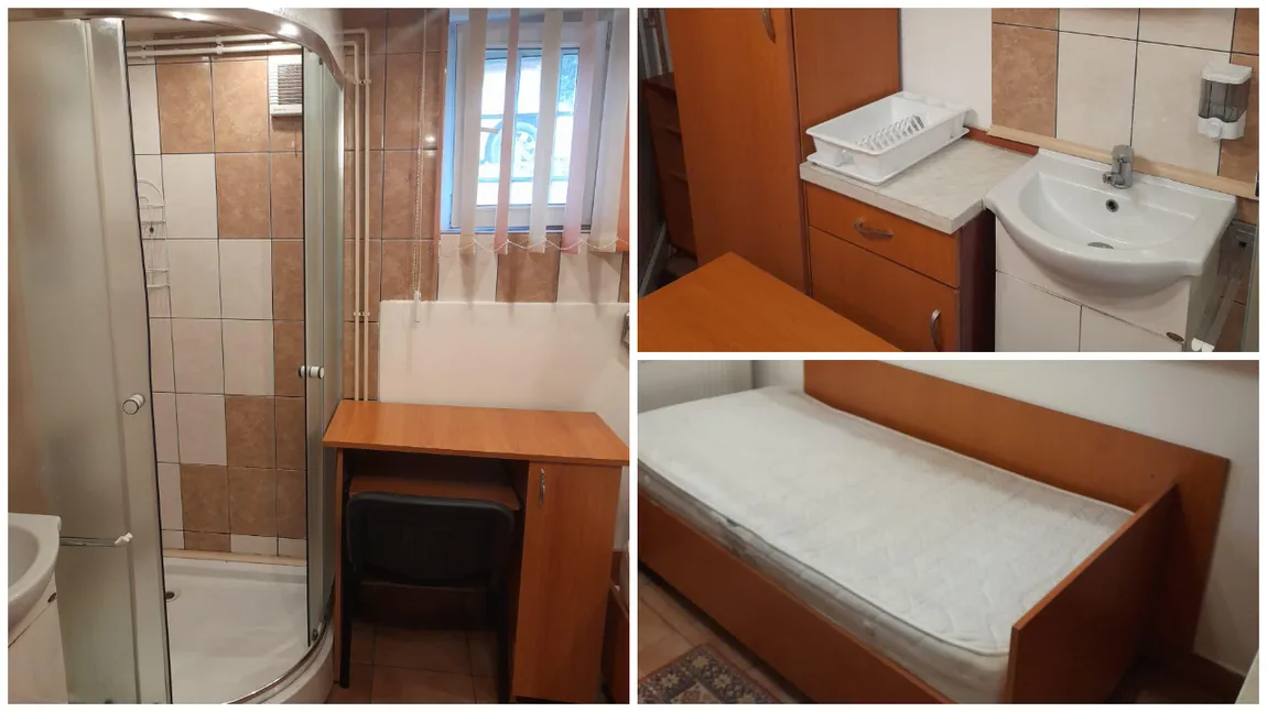 Garsonieră cu duș lângă birou și pat în „bucătărie”, scoasă la închiriat în Târgu Mureș: „Unde e WC-ul? În dulap”