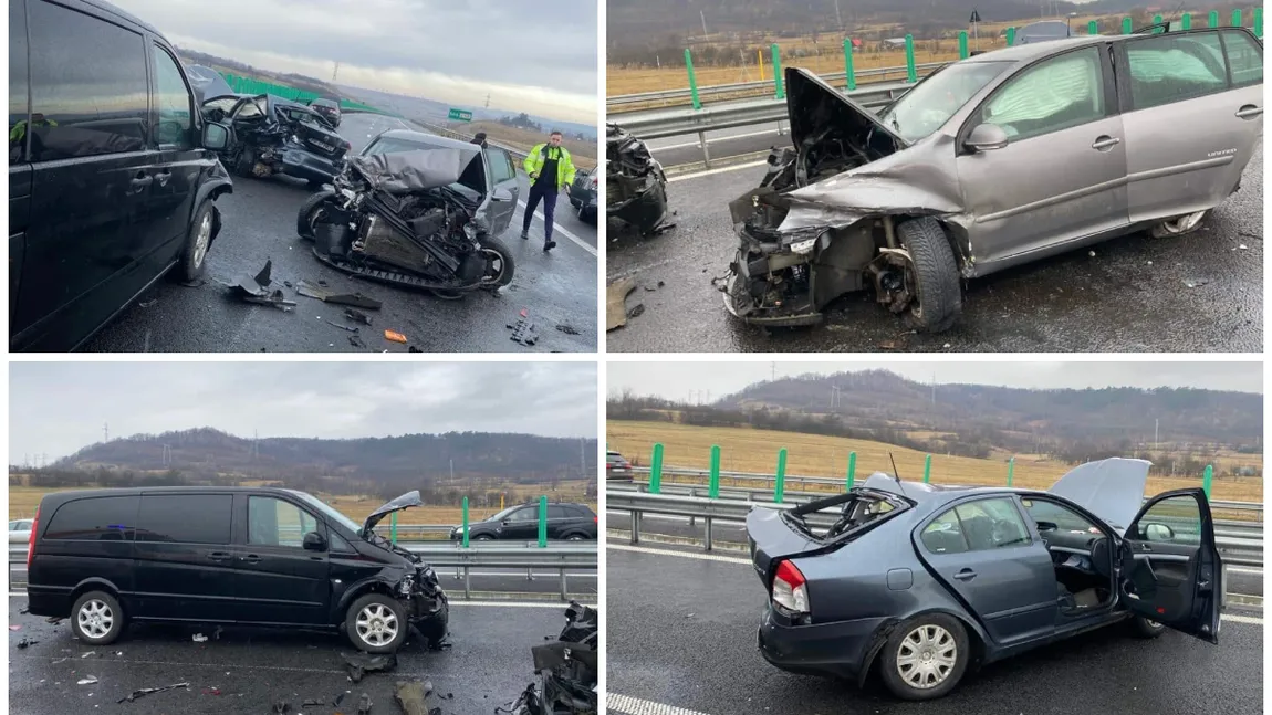 Plan roșu de intervenție după două accidente în lanț pe Autostrada A1 și în Covasna. Mai multe persoane sunt rănite